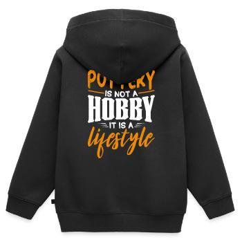 Töpfern - Kinder Premium Organic Zip Hoodie - Schwarz - Hinten - AI Model Kid Male (0cm)