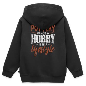 Töpfern - Kinder Premium Organic Zip Hoodie - Schwarz - Hinten - AI Model Kid Male (0cm)