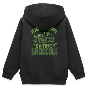 Brokkoli - Kinder Premium Organic Zip Hoodie - Schwarz - Hinten - AI Model Kid Male (0cm)