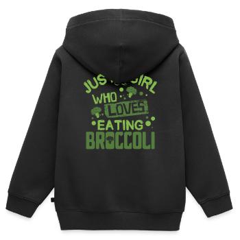 Brokkoli - Kinder Premium Organic Zip Hoodie - Schwarz - Hinten - AI Model Kid Male (0cm)