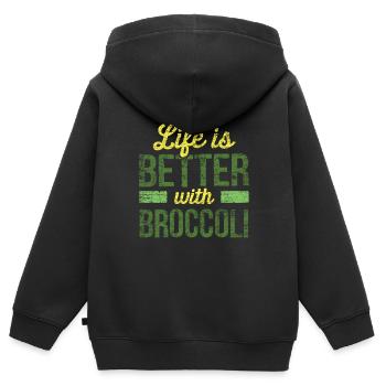 Brokkoli - Kinder Premium Organic Zip Hoodie - Schwarz - Hinten - AI Model Kid Male (0cm)