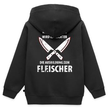 Fleischer Metzger Schlachter - Kinder Premium Organic Zip Hoodie - Schwarz - Hinten - AI Model Kid Male (0cm)