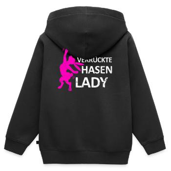 Boutique lapin lapin lapin - Sweat Premium à capuche zippé enfant bio - noir - Dos - AI Model Kid Male (0cm)
