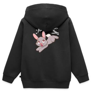 Boutique lapin lapin lapin - Sweat Premium à capuche zippé enfant bio - noir - Dos - AI Model Kid Male (0cm)