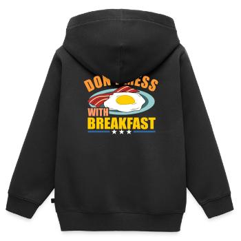 petit déjeuner - Sweat Premium à capuche zippé enfant bio - noir - Dos - AI Model Kid Male (0cm)