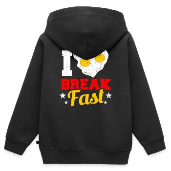 petit déjeuner - Sweat Premium à capuche zippé enfant bio - noir - Dos - AI Model Kid Male (0cm)