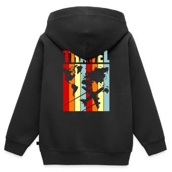 Reise - Kinder Premium Organic Zip Hoodie - Schwarz - Hinten - AI Model Kid Male (0cm)