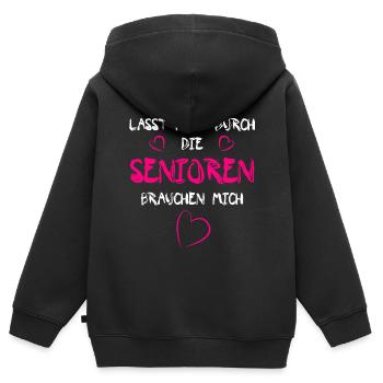 Altenpflegerin - Pflege - Kinder Premium Organic Zip Hoodie - Schwarz - Hinten - AI Model Kid Male (0cm)