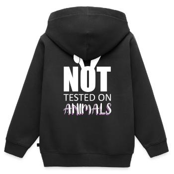 Tierschutz Tierversuche Tierliebhaber Tierschutz - Kinder Premium Organic Zip Hoodie - Schwarz - Hinten - AI Model Kid Male (0cm)