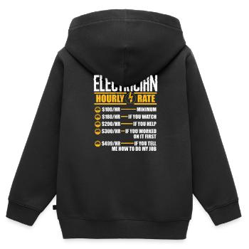 Electrician Electricity Electrics Electronics Gift - Kids Premium Organic Zip-up Hoodie - black - Back - AI Model Kid Male (0cm)