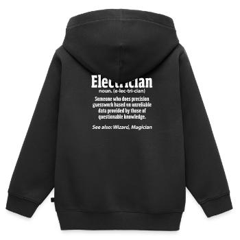 Electrician electricity electronics electrical gift - Kids Premium Organic Zip-up Hoodie - black - Back - AI Model Kid Male (0cm)