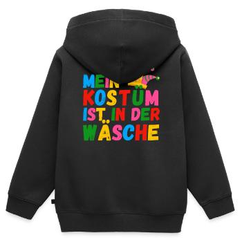 Mein Kostüm ist in der Wäsche Witziger Spruch - Kinder Premium Organic Zip Hoodie - Schwarz - Hinten - AI Model Kid Male (0cm)