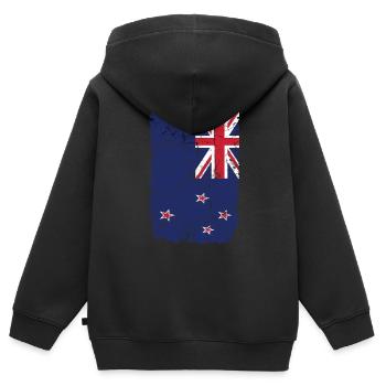 Neuseeland - Kinder Premium Organic Zip Hoodie - Schwarz - Hinten - AI Model Kid Male (0cm)