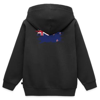 Neuseeland - Kinder Premium Organic Zip Hoodie - Schwarz - Hinten - AI Model Kid Male (0cm)