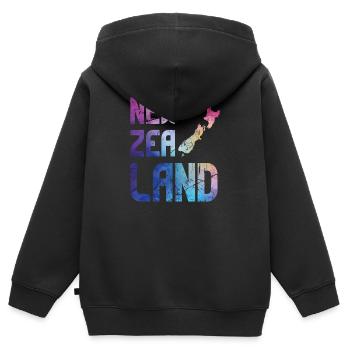Neuseeland - Kinder Premium Organic Zip Hoodie - Schwarz - Hinten - AI Model Kid Male (0cm)