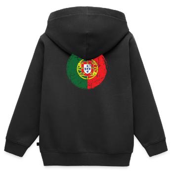 Portugal - Kinder Premium Organic Zip Hoodie - Schwarz - Hinten - AI Model Kid Male (0cm)