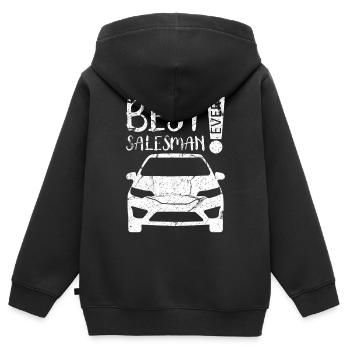 Vendeur de voitures - Sweat Premium à capuche zippé enfant bio - noir - Dos - AI Model Kid Male (0cm)