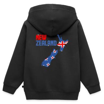 Neuseeland - Kinder Premium Organic Zip Hoodie - Schwarz - Hinten - AI Model Kid Male (0cm)