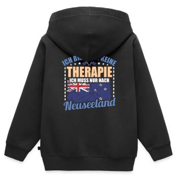 Neuseeland - Kinder Premium Organic Zip Hoodie - Schwarz - Hinten - AI Model Kid Male (0cm)