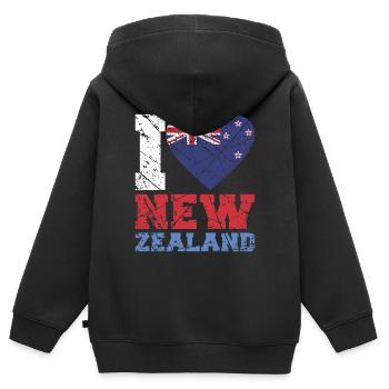 Neuseeland - Kinder Premium Organic Zip Hoodie - Schwarz - Hinten - AI Model Kid Male (0cm)