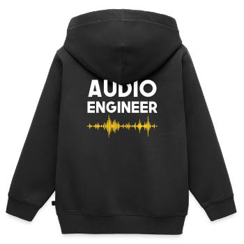 ingénieur du son ingénieur du son ingénieur du son Audio Eng - Sweat Premium à capuche zippé enfant bio - noir - Dos - AI Model Kid Male (0cm)