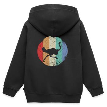 Strauß - Kinder Premium Organic Zip Hoodie - Schwarz - Hinten - AI Model Kid Male (0cm)