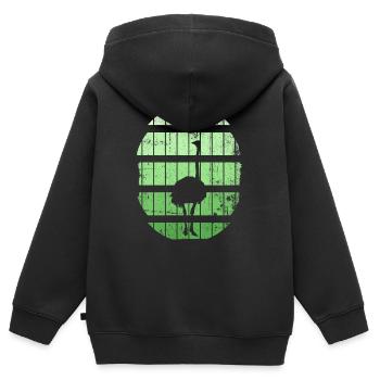 Strauß - Kinder Premium Organic Zip Hoodie - Schwarz - Hinten - AI Model Kid Male (0cm)
