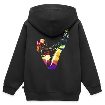 Pilates Übung - Kinder Premium Organic Zip Hoodie - Schwarz - Hinten - AI Model Kid Male (0cm)