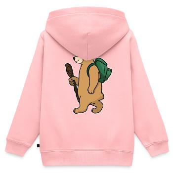 Backpacker Bär - Kinder Premium Organic Zip Hoodie - Rosa - Hinten - AI Model Kid Female (0cm)
