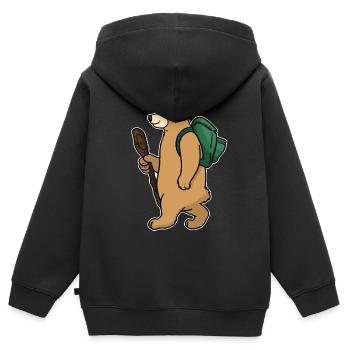 Backpacker Bär - Kinder Premium Organic Zip Hoodie - Schwarz - Hinten - AI Model Kid Male (0cm)