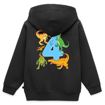 Dinosaures 4 ans garçon - Sweat Premium à capuche zippé enfant bio - noir - Dos - AI Model Kid Male (0cm)