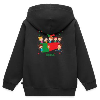 Portugal - Kinder Premium Organic Zip Hoodie - Schwarz - Hinten - AI Model Kid Male (0cm)