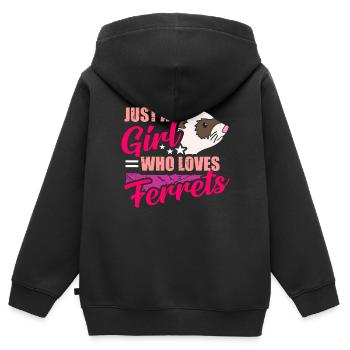 Frettchen - Kinder Premium Organic Zip Hoodie - Schwarz - Hinten - AI Model Kid Male (0cm)