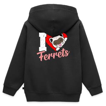 Frettchen - Kinder Premium Organic Zip Hoodie - Schwarz - Hinten - AI Model Kid Male (0cm)