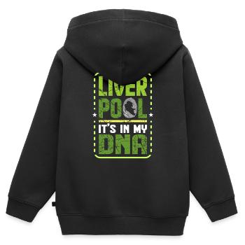 Liverpool - Kinder Premium Organic Zip Hoodie - Schwarz - Hinten - AI Model Kid Male (0cm)