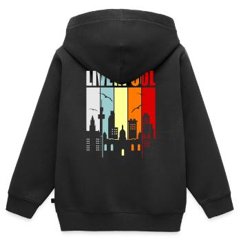 Liverpool - Kinder Premium Organic Zip Hoodie - Schwarz - Hinten - AI Model Kid Male (0cm)