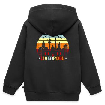 Liverpool - Kinder Premium Organic Zip Hoodie - Schwarz - Hinten - AI Model Kid Male (0cm)