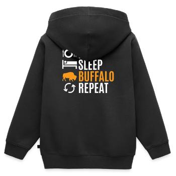 buffle - Sweat Premium à capuche zippé enfant bio - noir - Dos - AI Model Kid Male (0cm)