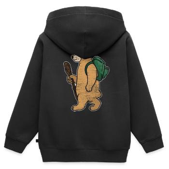 Backpacker Bär Geschenk - Kinder Premium Organic Zip Hoodie - Schwarz - Hinten - AI Model Kid Male (0cm)
