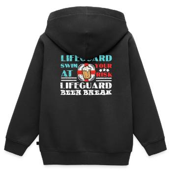Maître nageur maître nageur maître nageur - Sweat Premium à capuche zippé enfant bio - noir - Dos - AI Model Kid Male (0cm)