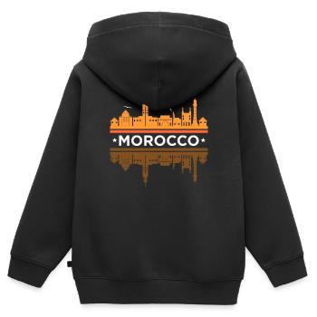 Le maroc - Sweat Premium à capuche zippé enfant bio - noir - Dos - AI Model Kid Male (0cm)
