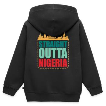 Nigeria - Kinder Premium Organic Zip Hoodie - Schwarz - Hinten - AI Model Kid Male (0cm)