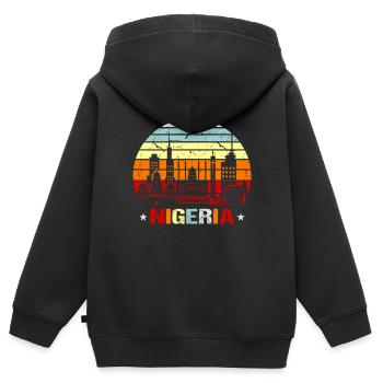 Nigeria - Kinder Premium Organic Zip Hoodie - Schwarz - Hinten - AI Model Kid Male (0cm)