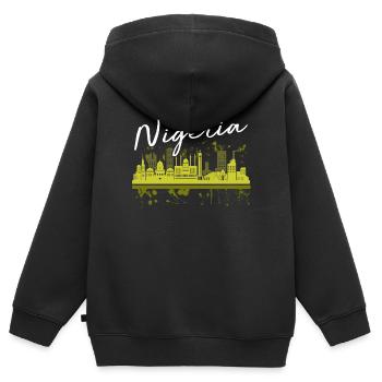 Nigeria - Kinder Premium Organic Zip Hoodie - Schwarz - Hinten - AI Model Kid Male (0cm)