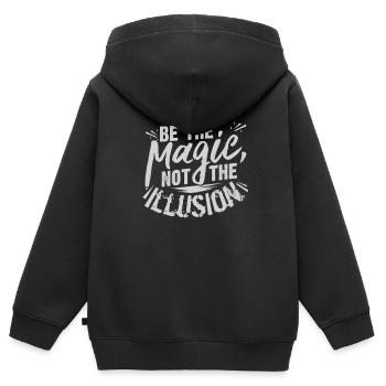 Magie - Kinder Premium Organic Zip Hoodie - Schwarz - Hinten - AI Model Kid Male (0cm)
