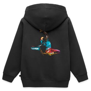 Exercice de Pilates - Sweat Premium à capuche zippé enfant bio - noir - Dos - AI Model Kid Male (0cm)