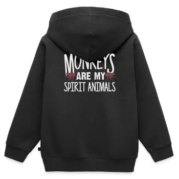 singe - Sweat Premium à capuche zippé enfant bio - noir - Dos - AI Model Kid Male (0cm)