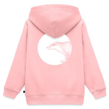 Dachs - Kinder Premium Organic Zip Hoodie - Rosa - Hinten - AI Model Kid Female (0cm)