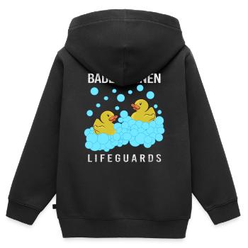 Quietscheente Rettungsschwimmer - Kinder Premium Organic Zip Hoodie - Schwarz - Hinten - AI Model Kid Male (0cm)