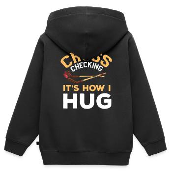 Ice hockey Eishockey Hockeytormann Eishockeyteam - Kinder Premium Organic Zip Hoodie - Schwarz - Hinten - AI Model Kid Male (0cm)